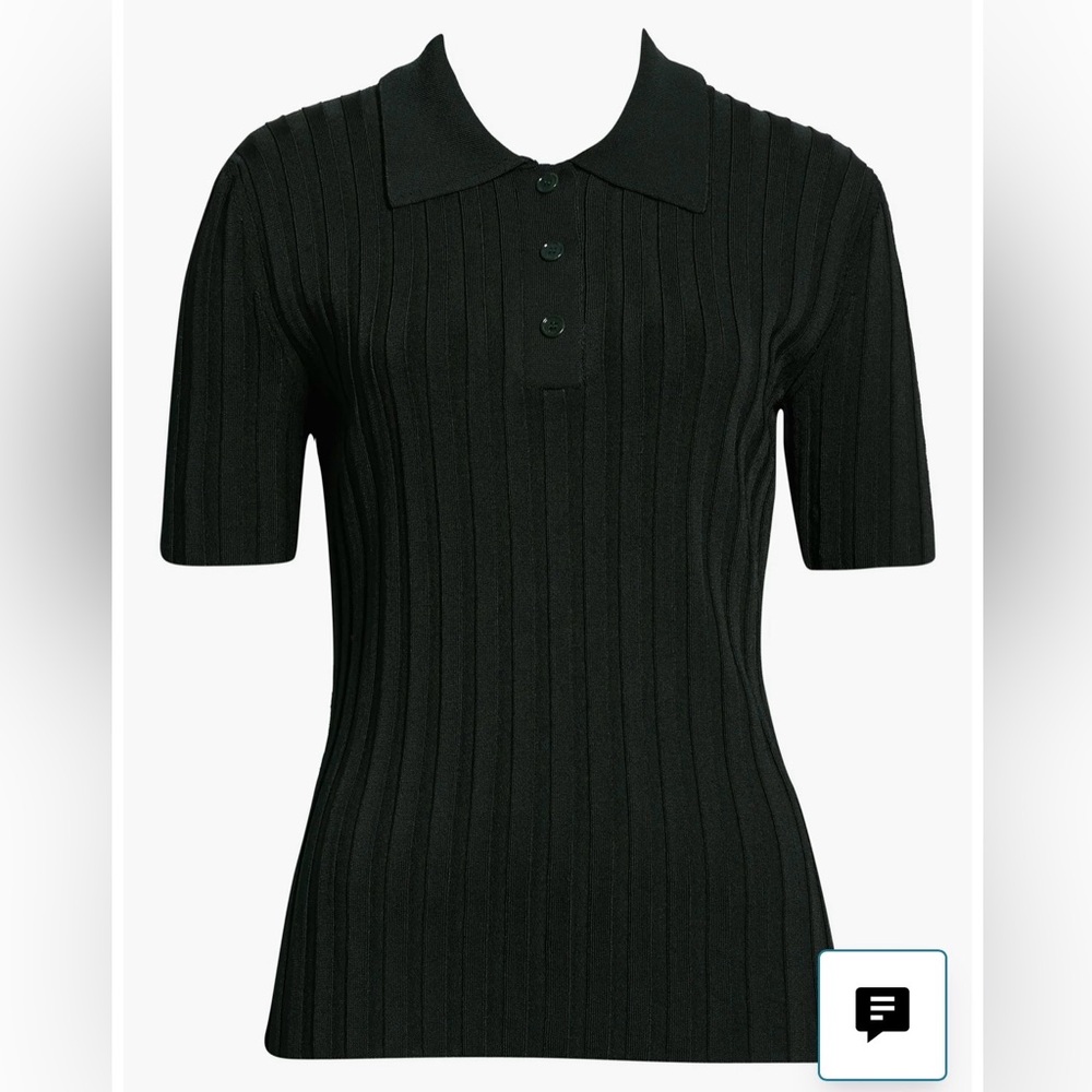 BOSS Ribbed Women’s Polo Shirt in Dark Green - Size Small